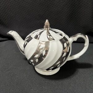 Ellgreave England Silver and White Ironstone Teapot